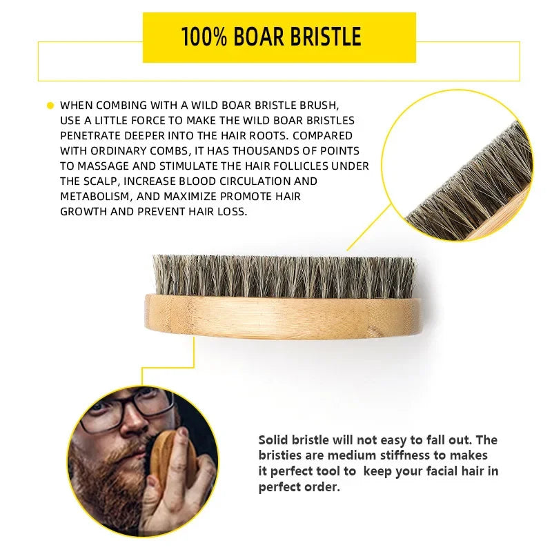Beard Suit for Men A Set of Grooming Kit Balm with Scissor Comb Brush Growth Daily Care Barbe