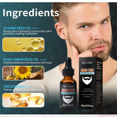 Natural Beard Care Essential Oils Beard Growth Oil For Men Thicker Fuller Longer Smooth Shiny Beards Products Beauty Health 30ml